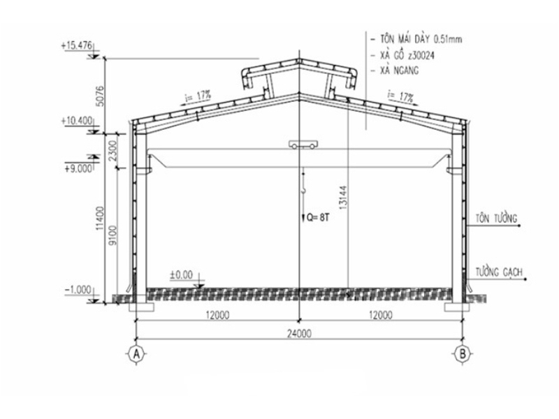 Bản vẽ nhà xưởng có cầu trục