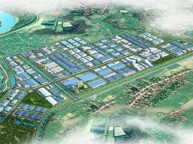 mật độ nhà xưởng tại một khu công nghiệp nhìn từ trên cao