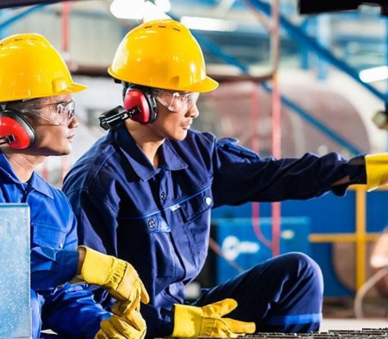 Workers in an industrial factory
