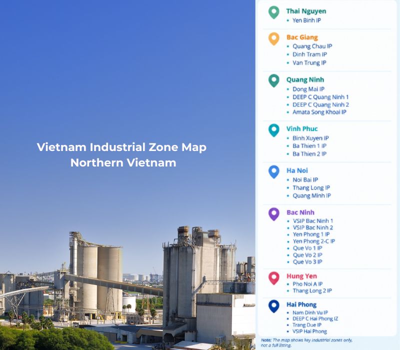 Vietnam industrial zone map: Northern Vietnam